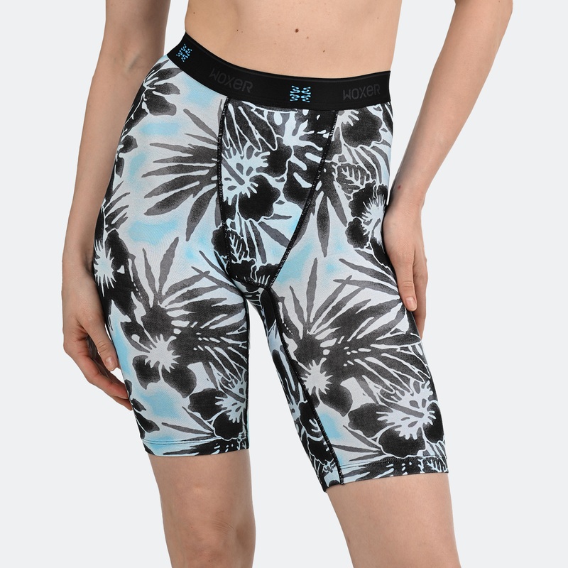 Biker High Waisted Hawaiian Flora Blur