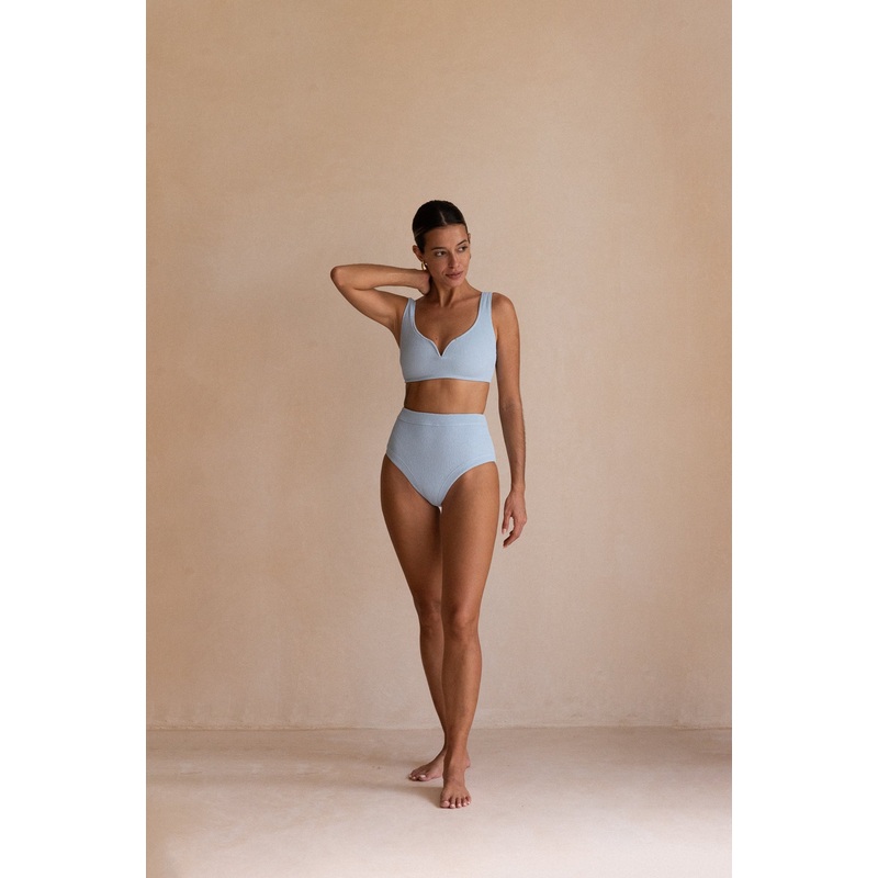 High-Waisted Bottom in Waffle – Azzurro