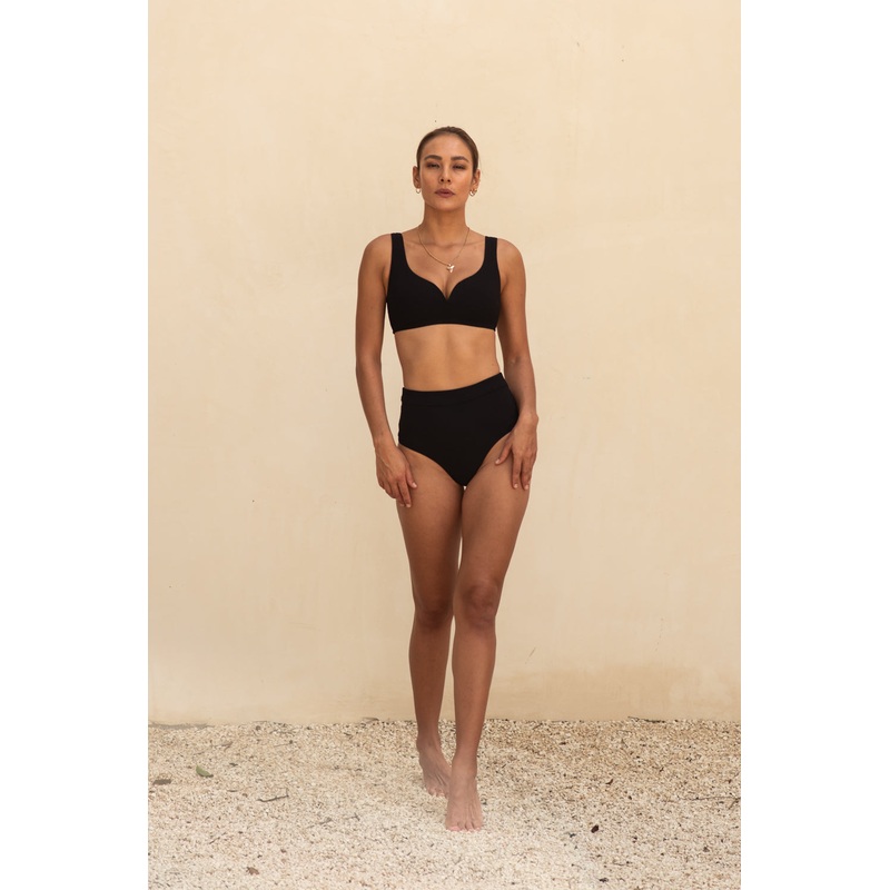 High-Waisted Bottom in Waffle – Nero