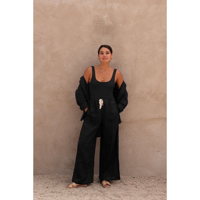 Linen Long Sleeve Shirt – Nero // PRE-ORDER
