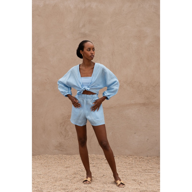 Tie Front Linen Top – Amalfi // PRE-ORDER