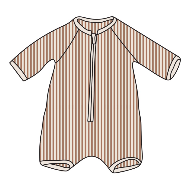 Unisex Long-Sleeved Rashguard – Toasted Nut – Stripes