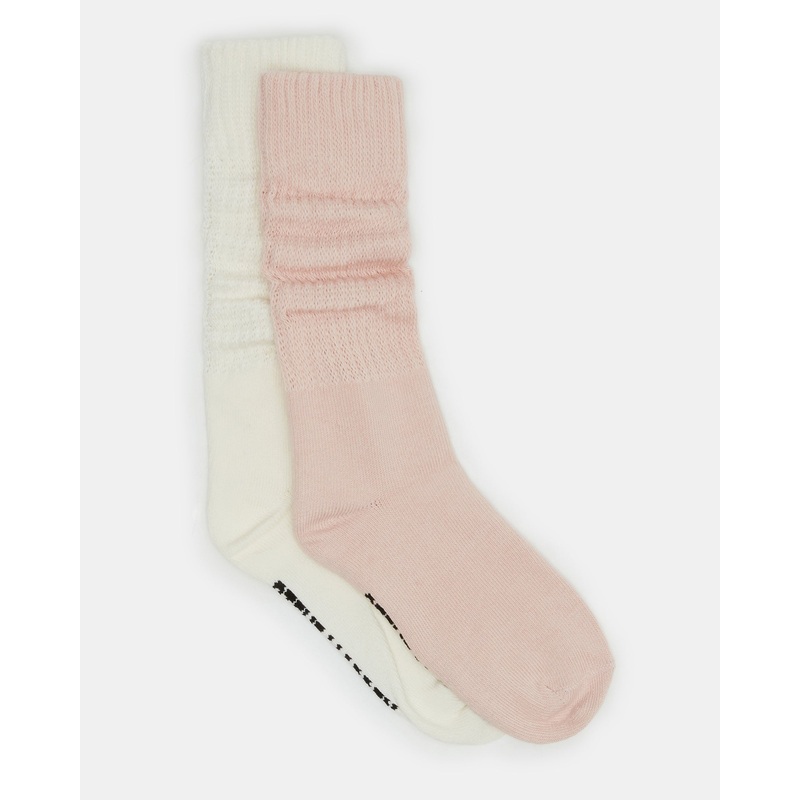2 PACK SLOUCHY CREW SOCKS BLUSH MULTI