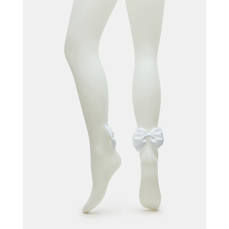 BRIDAL BOW TIGHTS SHEER WHITE
