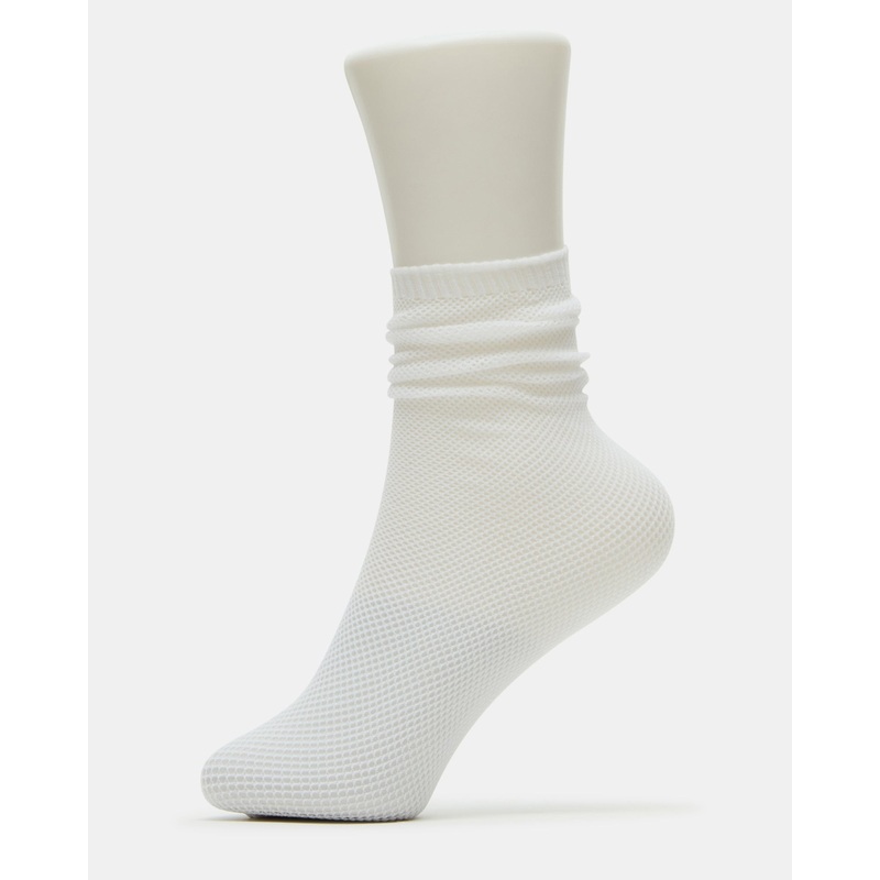 FISHNET SLOUCHY CREW SOCKS WHITE