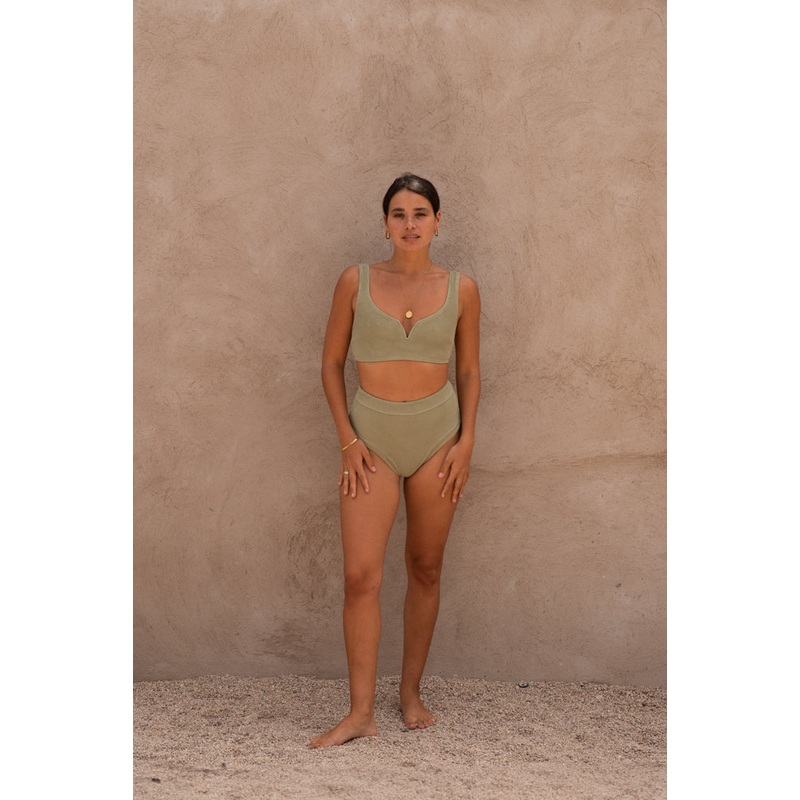 High-Waisted Bottom in Waffle – Lichen