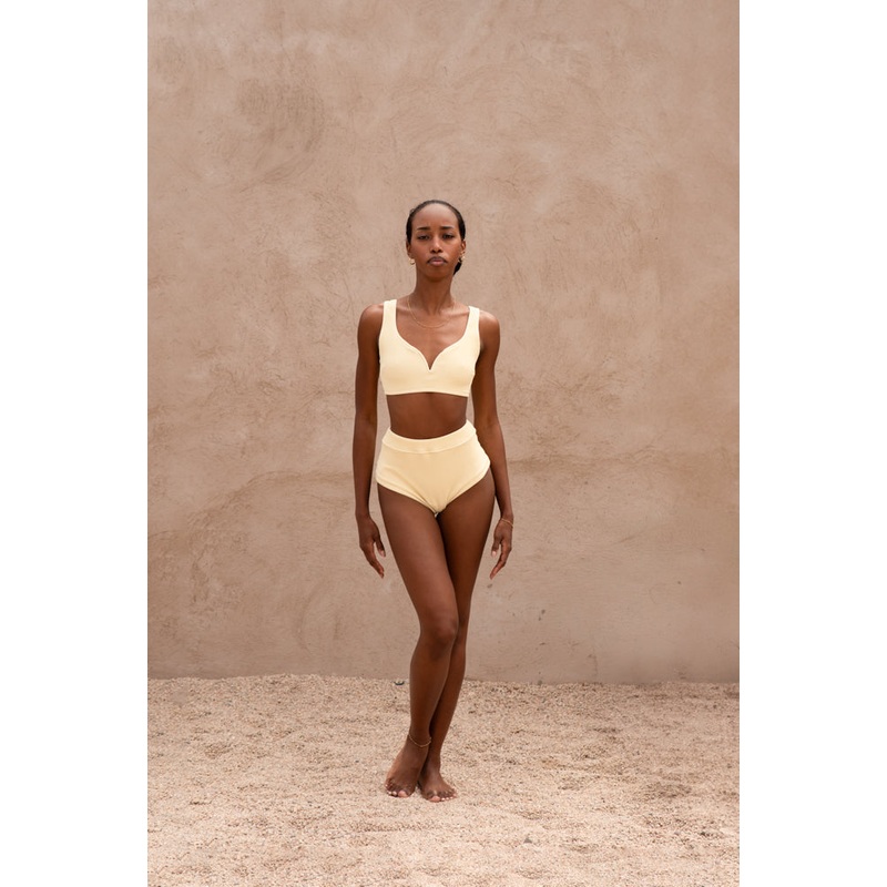 High-Waisted Bottom in Waffle – Limone