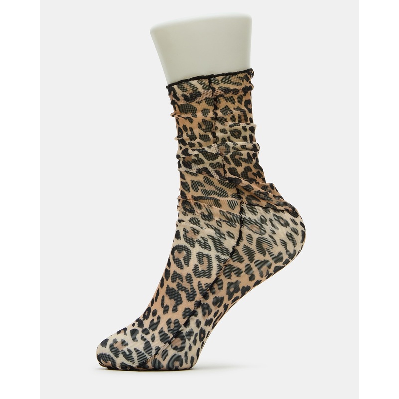 LEOPARD MESH SOCKS NATURAL