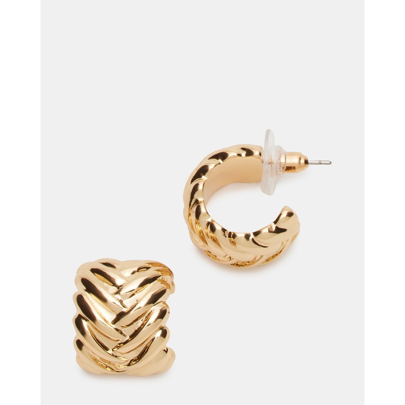 WOVEN HUGGIE EARRINGS GOLD