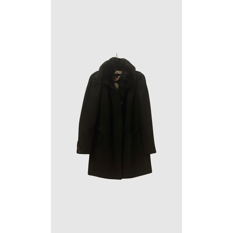 BLACK COAT WITH REMOVABLE FAUX FUR COLLAR – SM REBOOTED