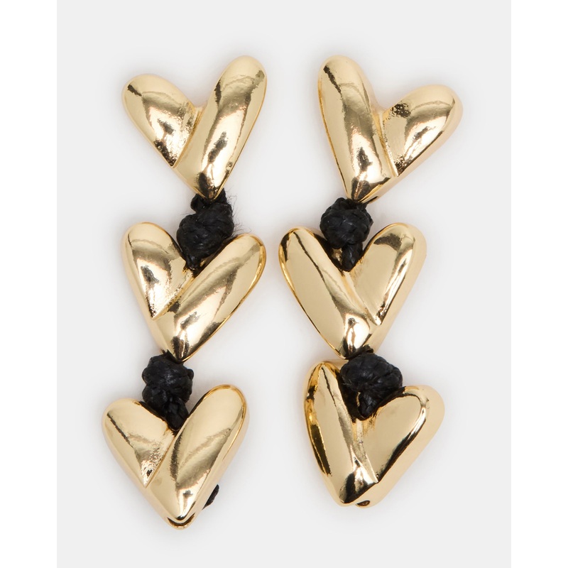 HEART LINEAR EARRINGS BLACK/GOLD