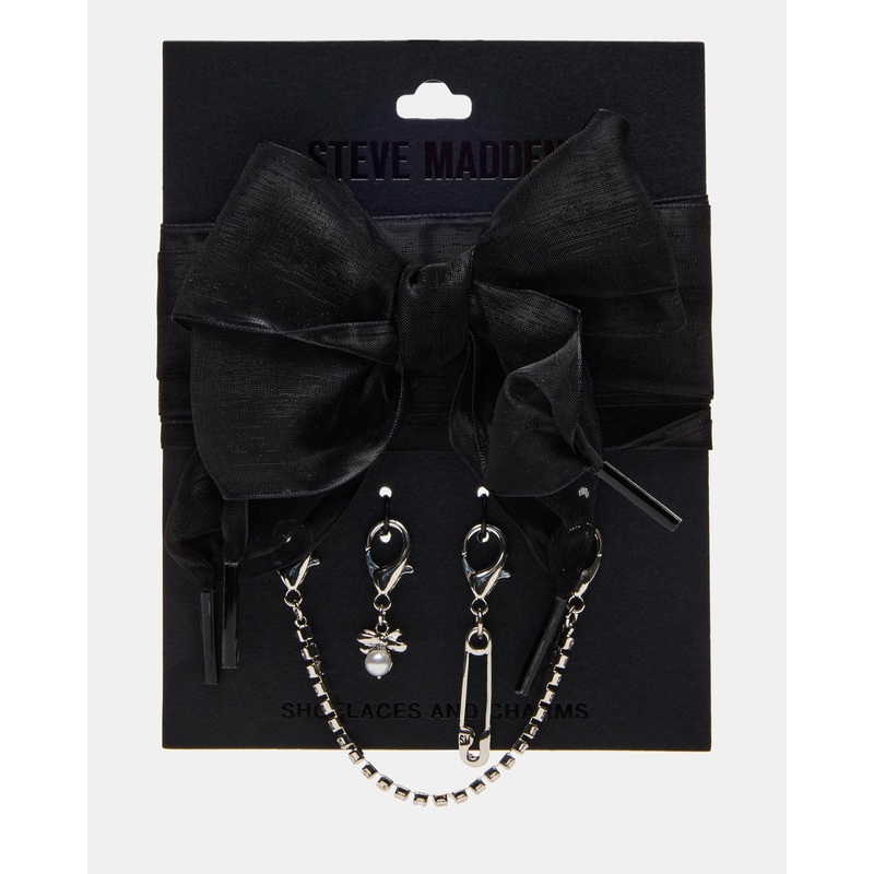 SHOE LACES AND CHARMS BLACK