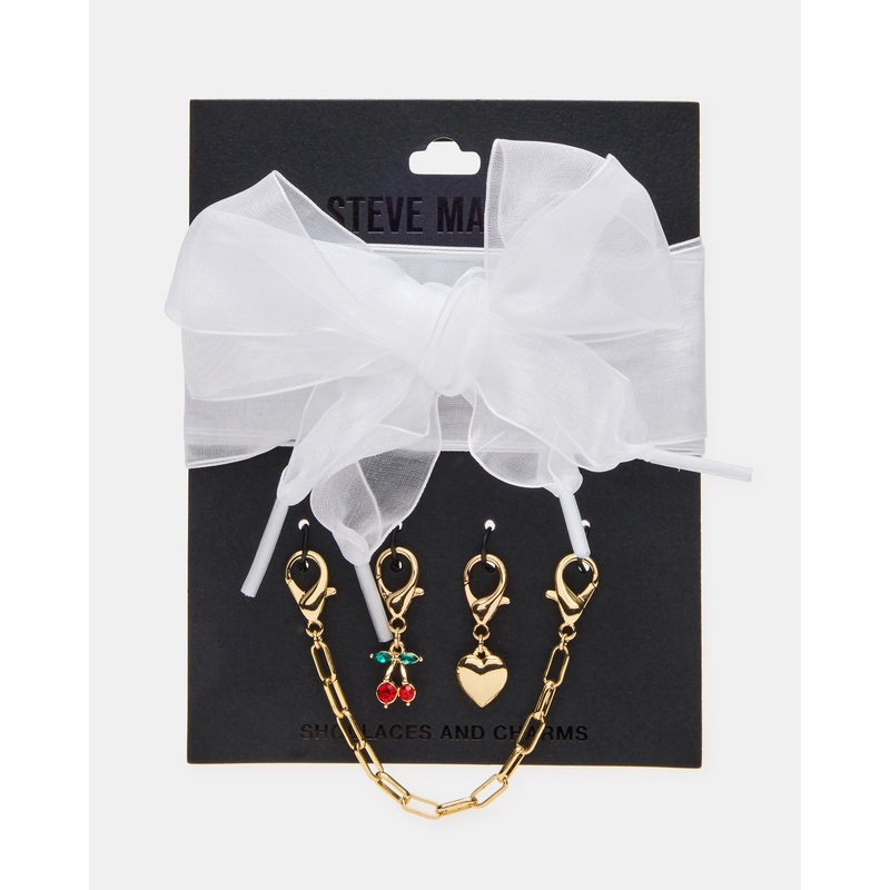 SHOE LACES AND CHARMS WHITE
