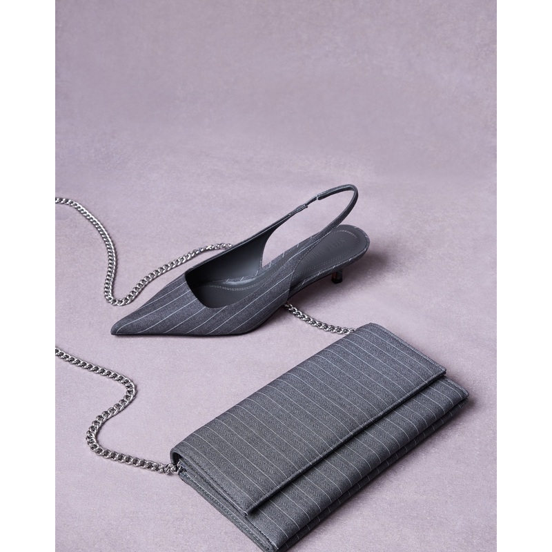 KITTIE HEEL AND JULIANA BAG GRAY PINSTRIPE BUNDLE