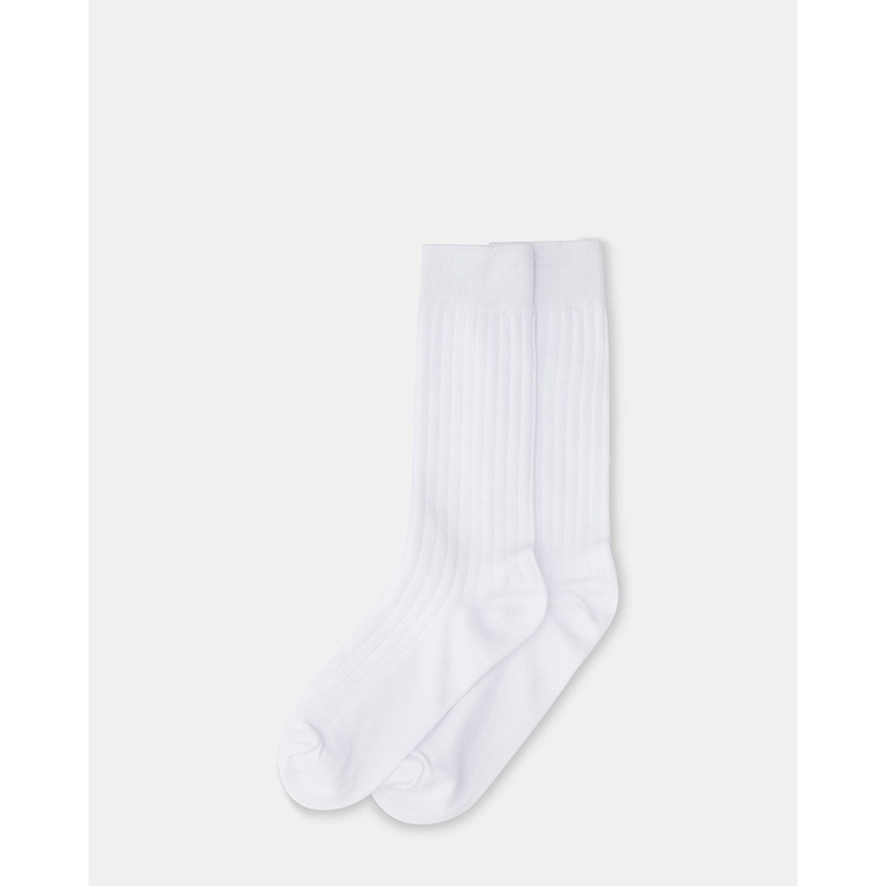 RIBBED CREW SOCKS WHITE