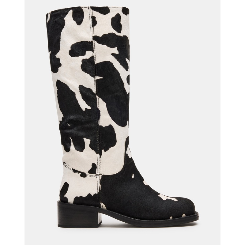 RIGGS BLACK COW PRINT WIDE CALF