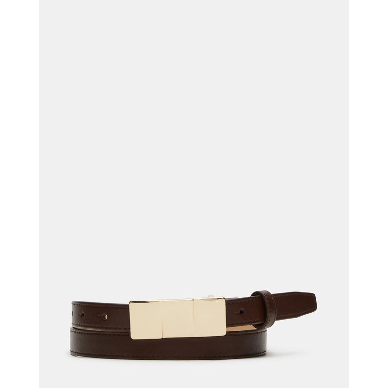STACKED SQUARE BUCKLE BELT CHOCOLATE