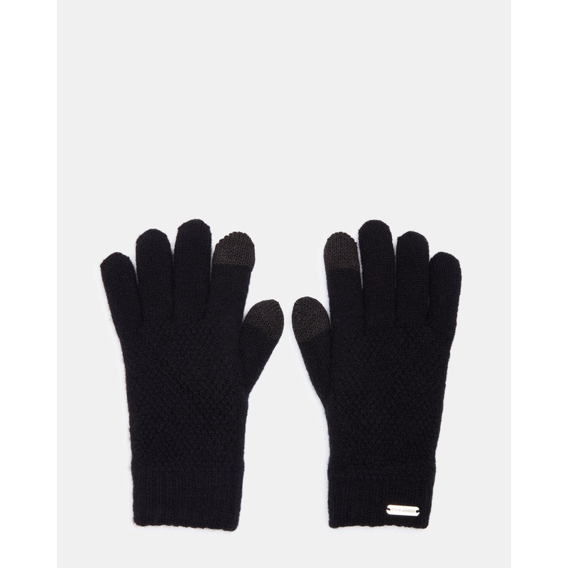TOUCHSCREEN RIBBED GLOVES BLACK
