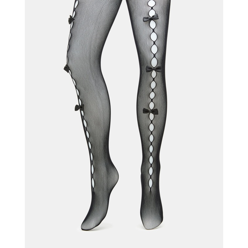 FISHNET BOW TIGHTS BLACK
