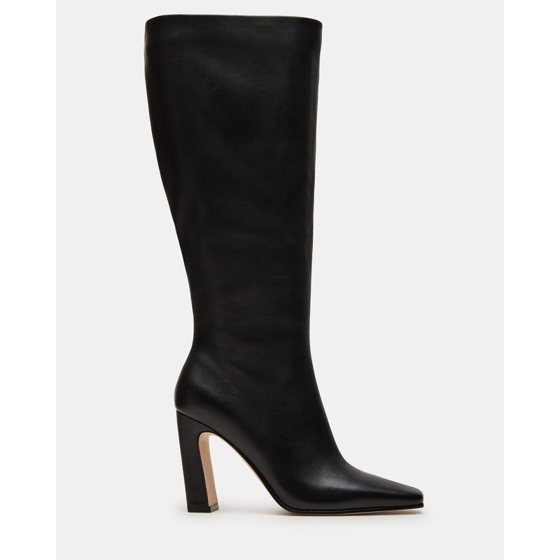 LIZETTE BLACK LEATHER WIDE CALF