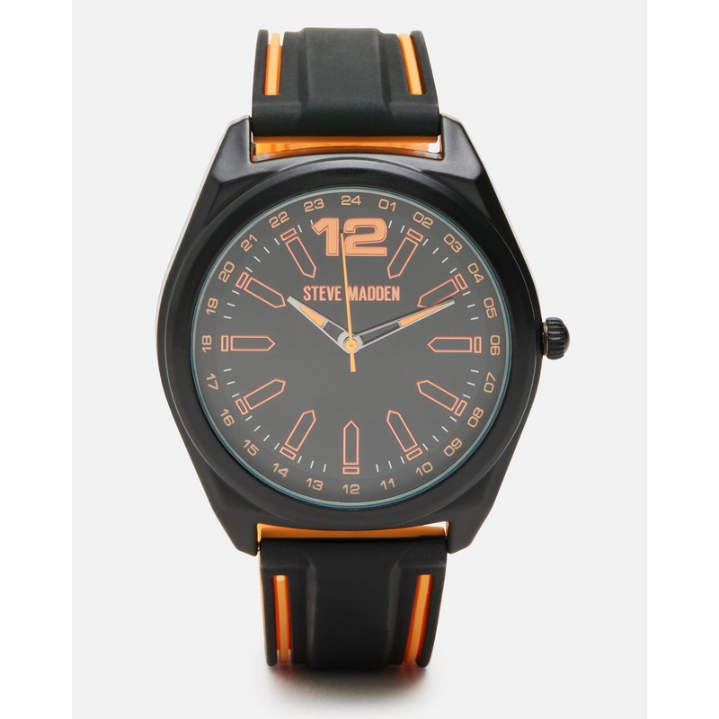 MEN’S SILICONE WATCH BLACK/ORANGE