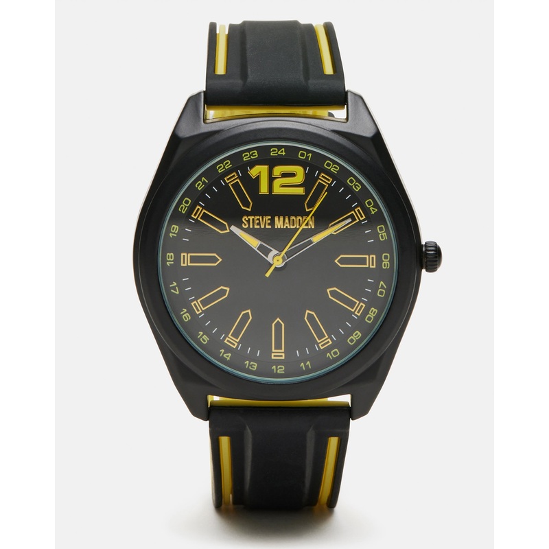 MEN’S SILICONE WATCH BLACK/YELLOW