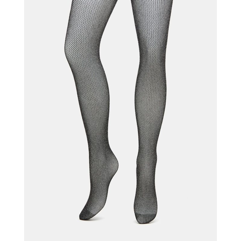 OPEN WORK LUREX TIGHTS BLACK