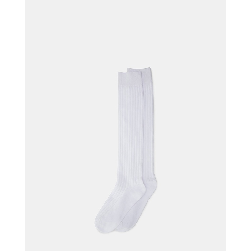 RIBBED KNEE HIGH SOCKS WHITE