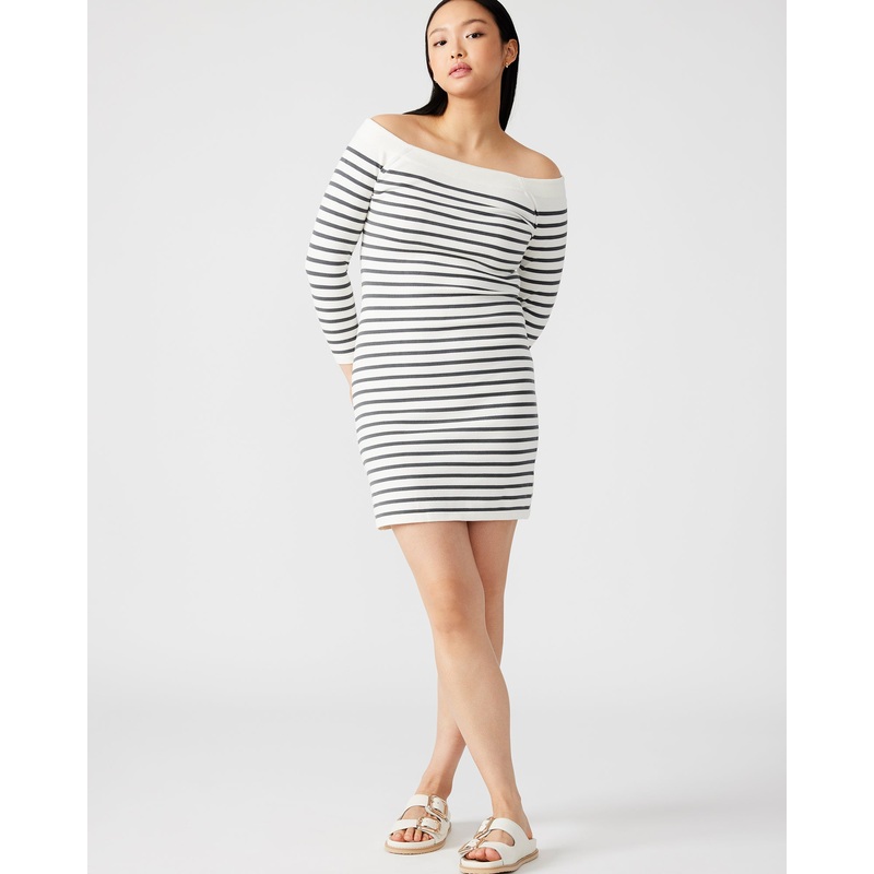 NOA SWEATER DRESS WHITE/BLACK