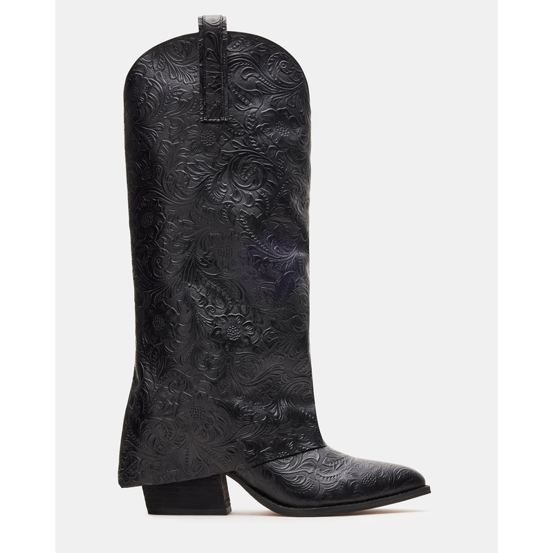 SORVINO EMBOSSED BLACK LEATHER