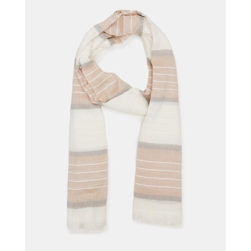 STRIPED OBLONG SCARF NATURAL