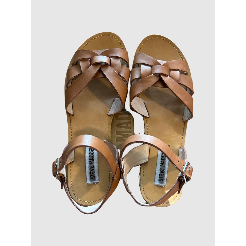 SAAR TAN PU ANKLE STRAP BUCKLE SANDALS – SM REBOOTED