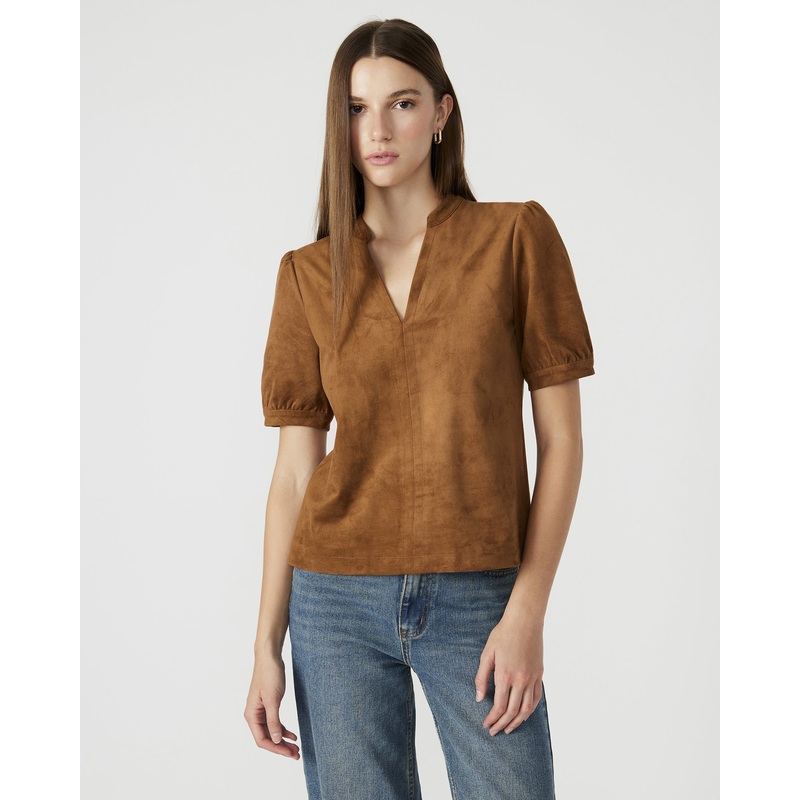 JANE SUEDE TOP COGNAC