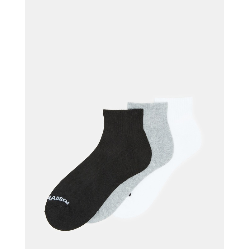 SPORT CUSHION QUARTER SOCKS BLACK/WHITE
