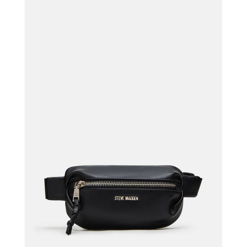 PLEATED BAGUETTE BELT BAG BLACK