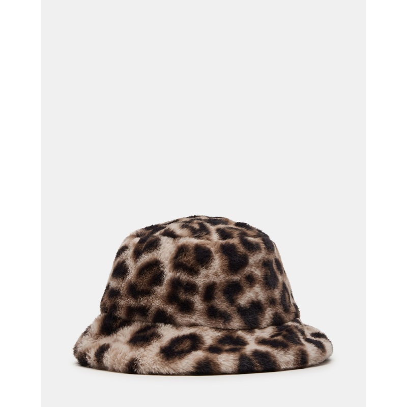 FAUX FUR BUCKET HAT LEOPARD