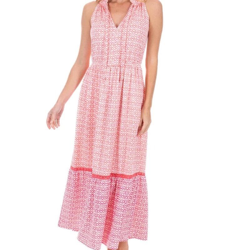 Algarve Tie Neck Maxi Dress -256-AL-1058