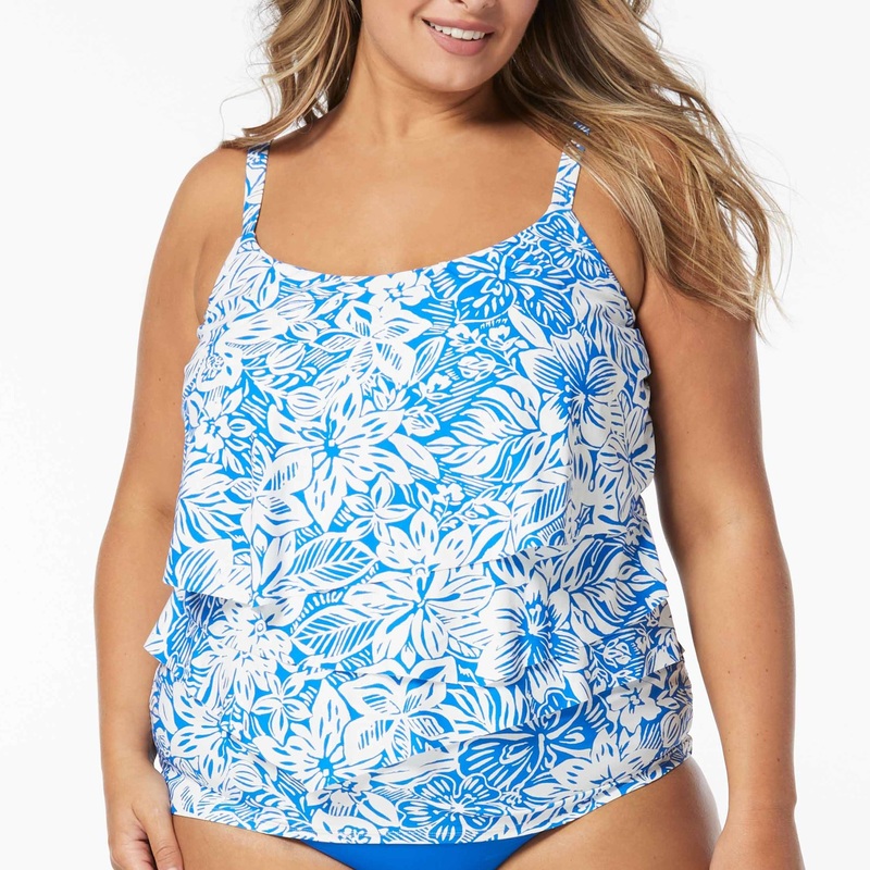 Aura Ruffle Bra Sized Underwire Tankini Top – U1B075 – Bungalow Floral
