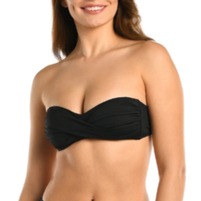Island Goddess Twist Bandeau Bikini Bra Top – LB4ZZ81 – Black