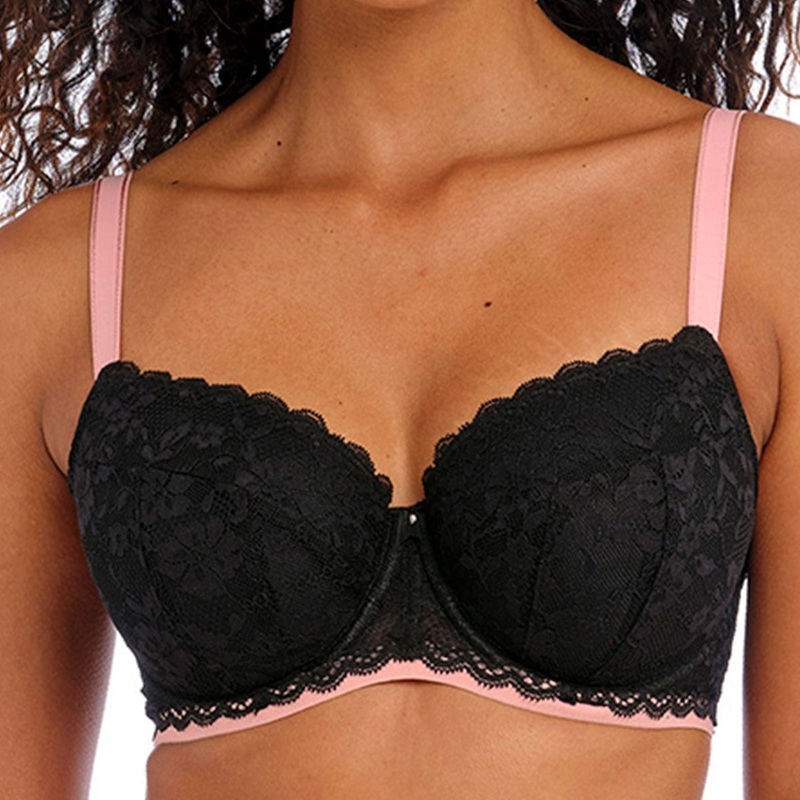 Offbeat Underwire Padded Half Cup Bra – AA5453 – Black
