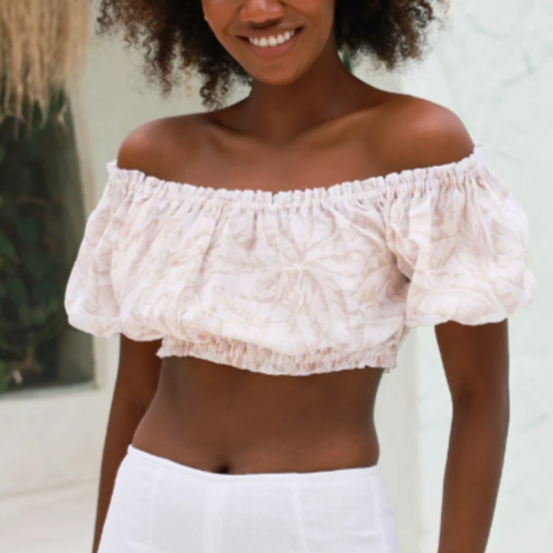 The Grenada Linen Off-The-Shoulder Crop Top – LCT-GD