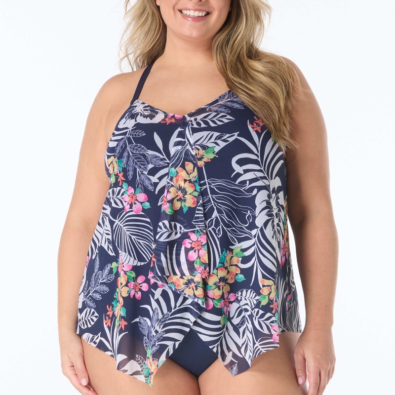 Kerry Mesh Underwire Plus Tankini – HW3E355 – Indigo Jungle