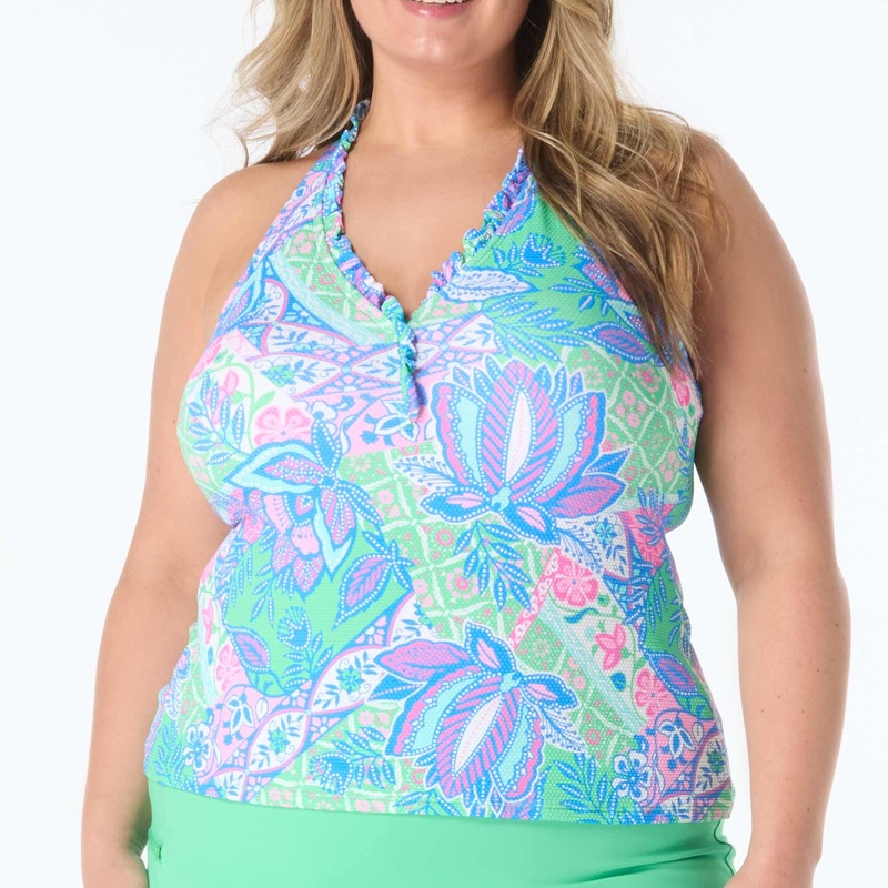 Nina Ruffle Plus Tankini – HW7E401 – Estate Mosaic
