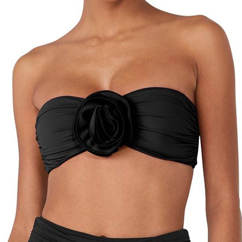 Rosette-Detail Strapless Bikini Top – S7C456 – Black