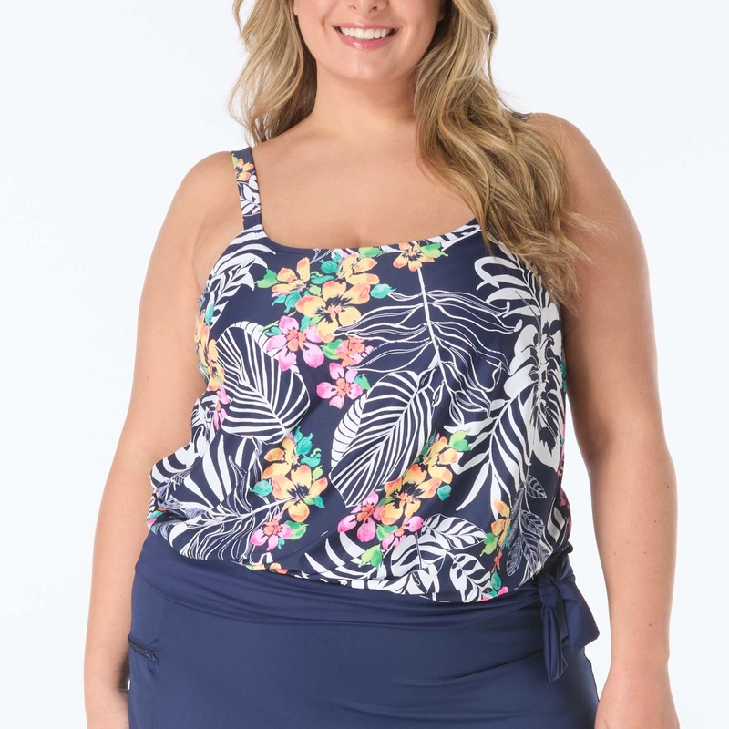 Sarah Blouson Plus Tankini – HW3E012 – Indigo Jungle