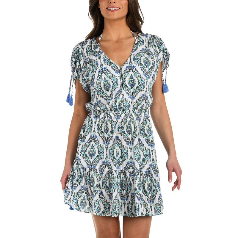 Deja-Blue Diamond V-Neck Cover Up Dress – LB5NF45
