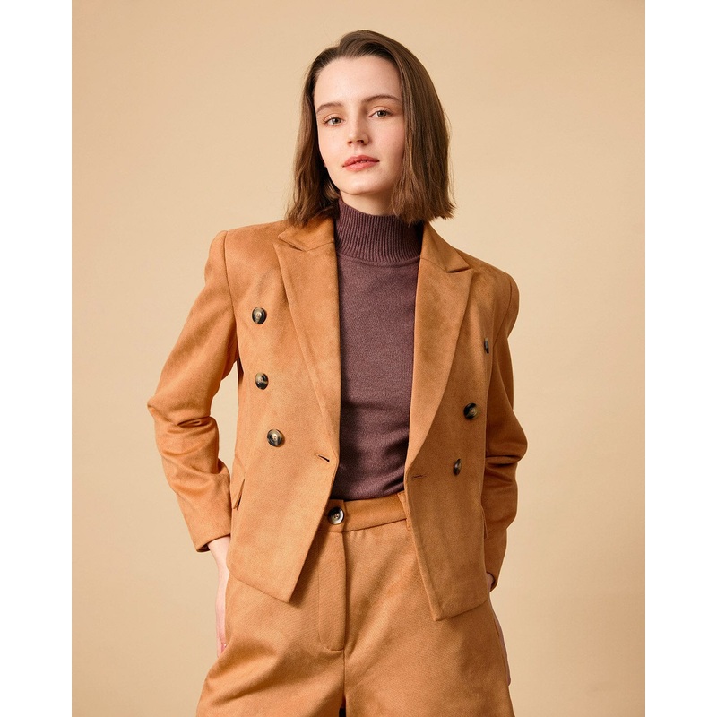 The Collared Buttons Suede Blazer