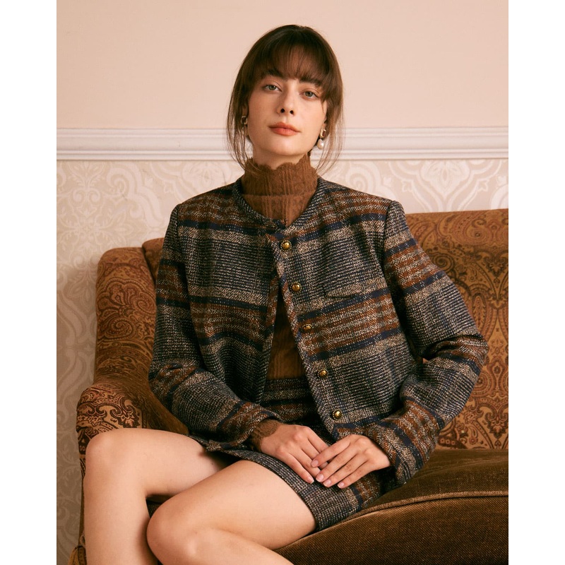 The Brown Striped Single Breasted Jacket