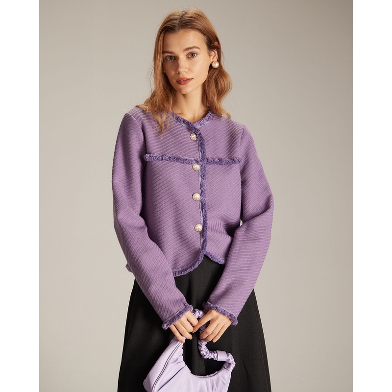 The Purple Crew Neck Single Breasted Jacket