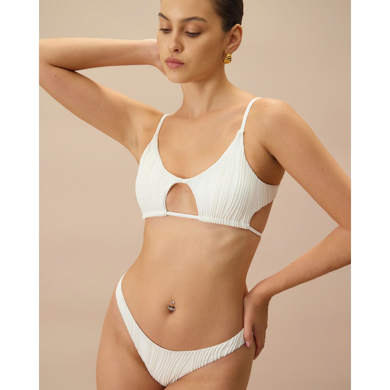 The White Water Ripple Cut-Out Bikini Top